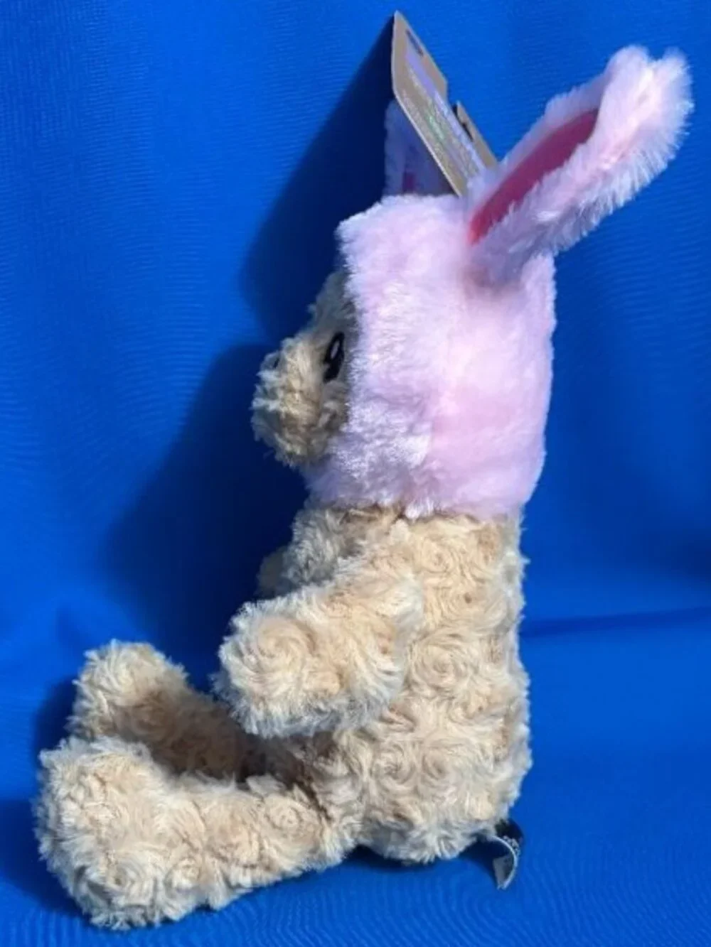 NEW  FUN & ADORABLE SWIRLY BEAR BUDDY DOG TOY WITH CRINKLE BUNNY EARS & SQUEAKER